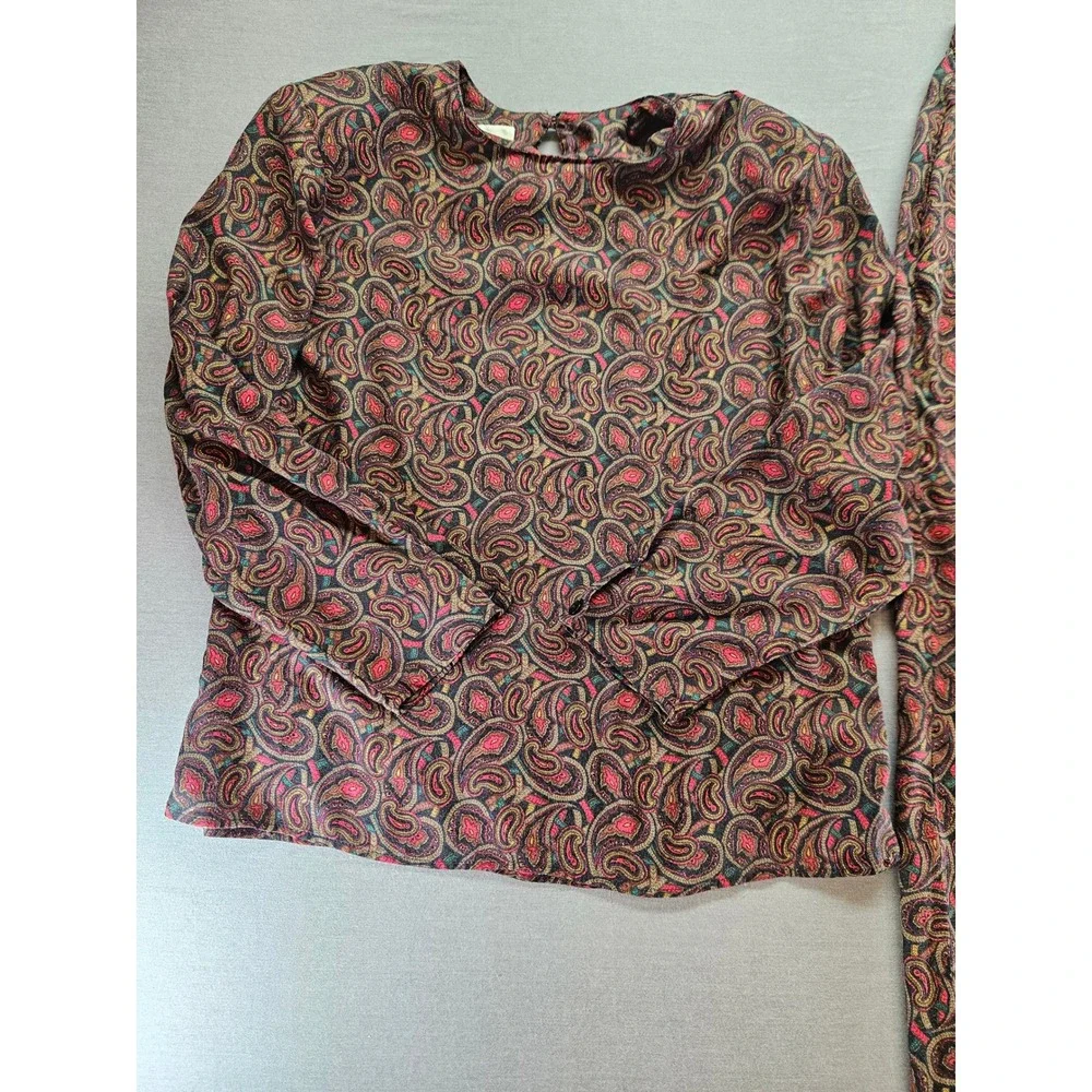 Vintage Portraits Northern Isles Paisley 2 Piece Set Rayon Blouse Pants Size 14